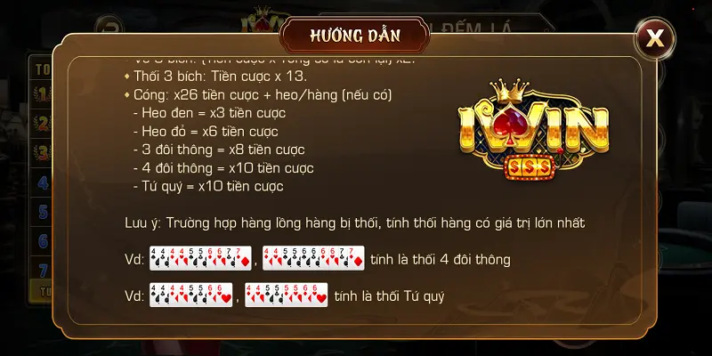 Luật chơi cơ bản của Tiến lên đếm lá tại iwin